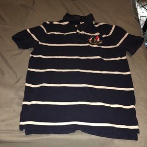 Polo shirt navy blue and white